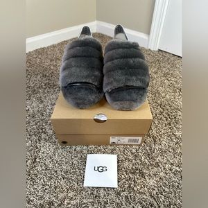 NEW IN BOX UGG Fluff Yeah Slide in Charcoal, size 8